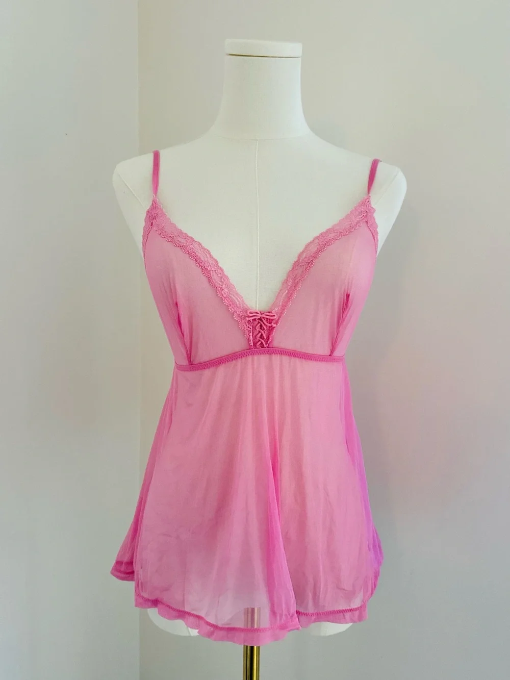 La Perla Vintage Women’s Pink Lace-Trim top #094